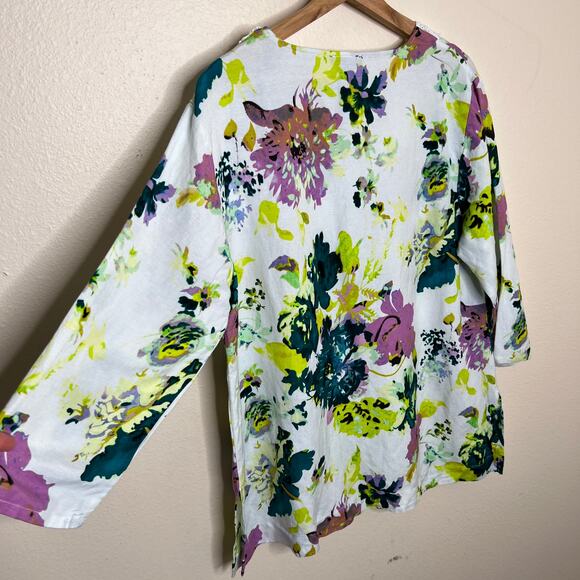 Premise Linen Blend Floral Print Tunic Large - Picture 8 of 10